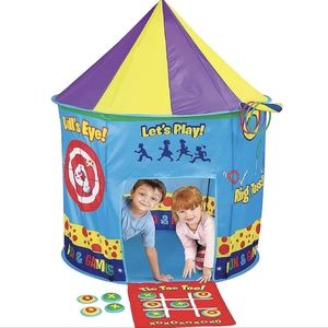 Kids Play Tent Pop Up Carnival with 3 Games, Tic-Tac-Toe, Ring Toss, Target Toss